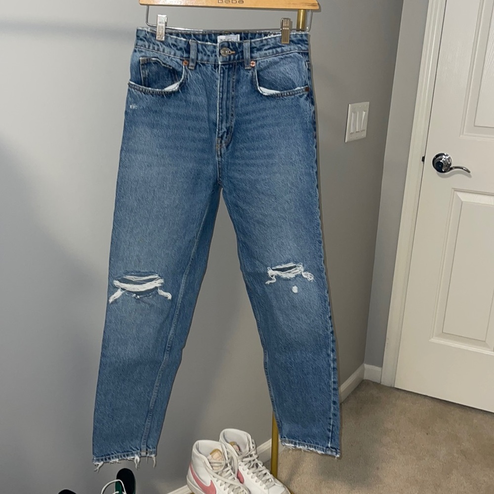 Zara Ripped Straight Leg Jean